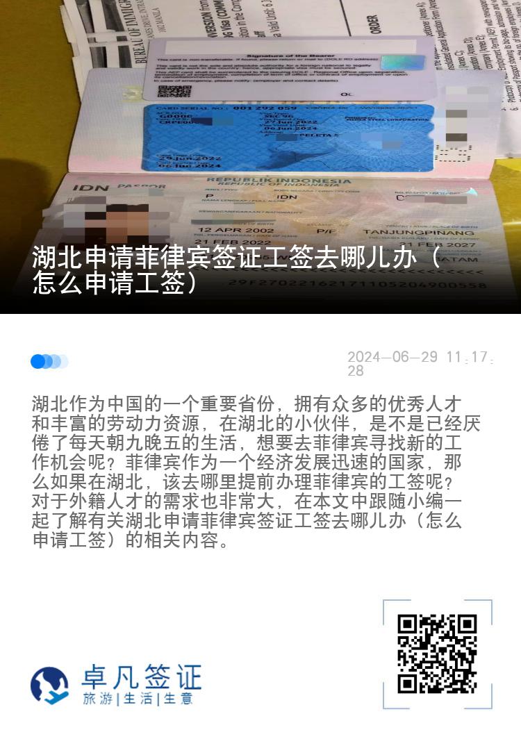 湖北申请菲律宾签证工签去哪儿办（怎么申请工签）